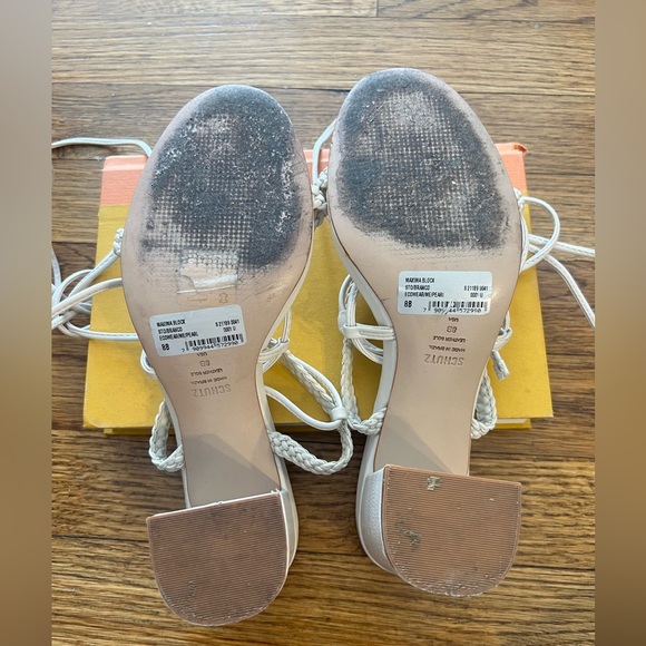 SCHUTZ White Braided Lace-Up Heels - Picture 15 of 15